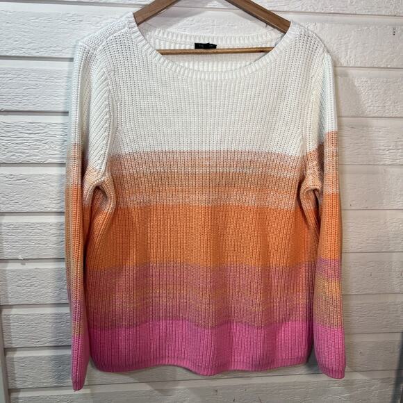 Talbots XXL SHAKER STITCH BATEAU NECK SWEATER SPRING OMBRÉ Pink plus size 2XL - Picture 2 of 8